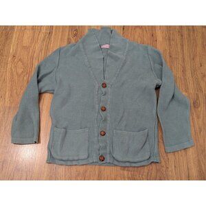 La Coqueta Kids Gray Cardigan Sweater 100% Cotton Size 6Y With Wooden Buttons